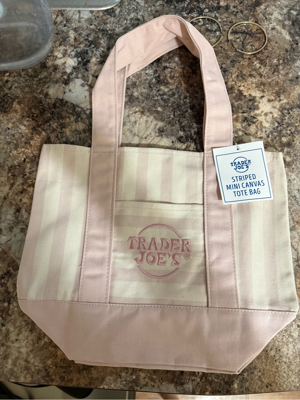 Trader Joe's Pink Striped Mini Canvas Tote